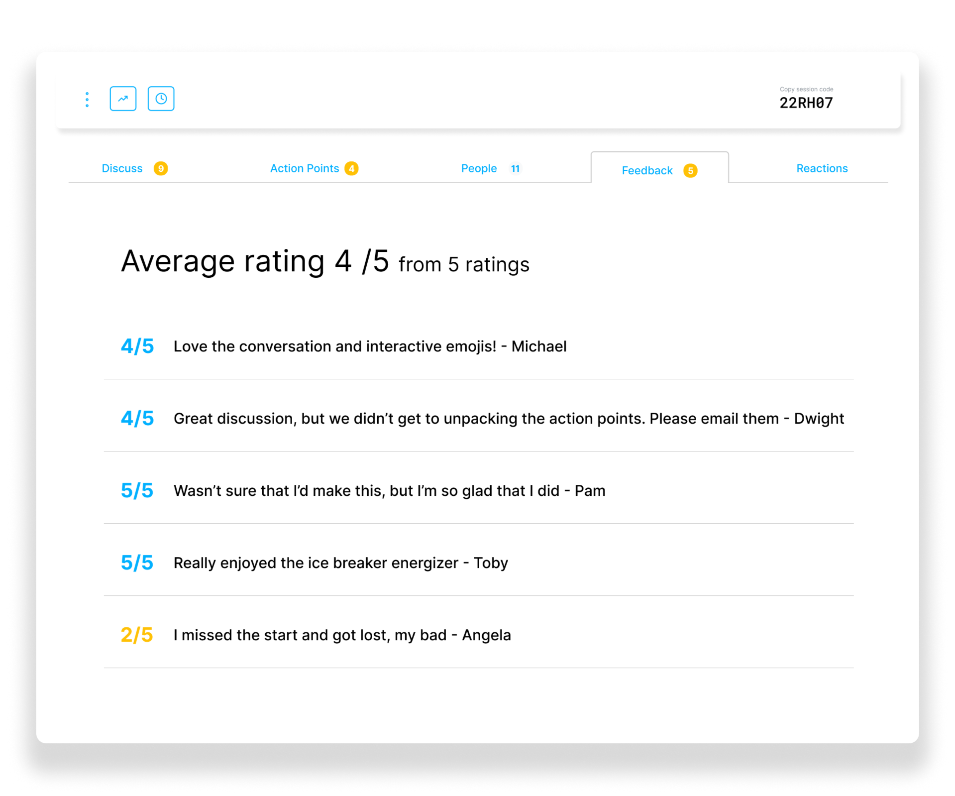 Immediate feedback